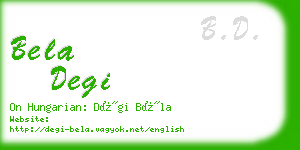 bela degi business card